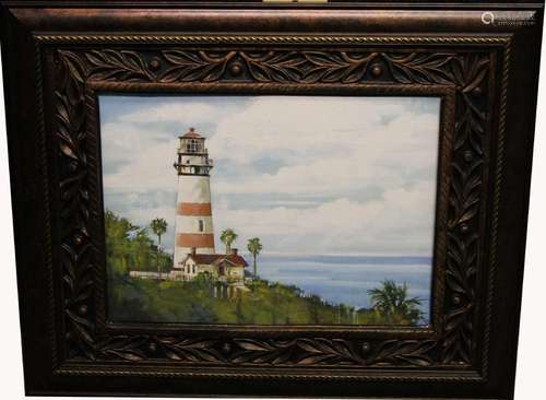 Vintage Framed Lighthouse Print