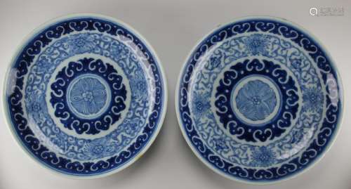 (2) 18th C. Chinese Porcelain Blue/White Dishes