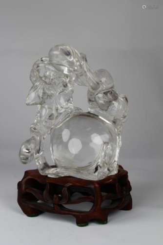 Chinese Rock Crystal Carving of 'Hehe' Twins