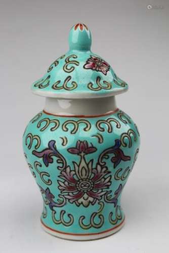 Antique Chinese Porcelain Miniature Covered Vase