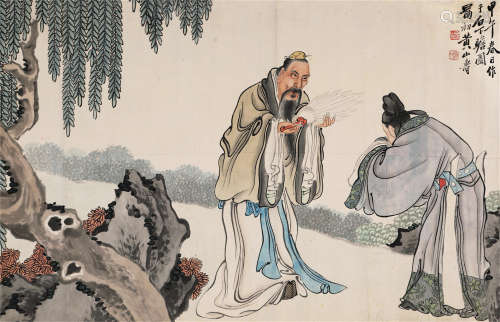 1894 黄山寿 人物 设色纸本 横幅