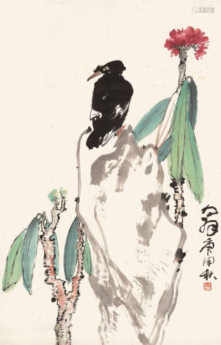 1980 李琼久 夏趣图 设色纸本 立轴