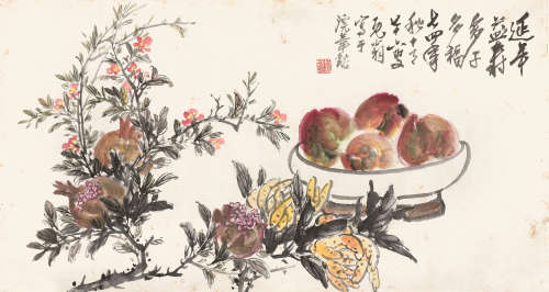 1974 刘既明 多子多福 设色纸本 镜片