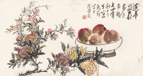1974 刘既明 多子多福 设色纸本 镜片