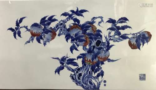 A BLUE AND WHITE PLAQUE, WANG BU