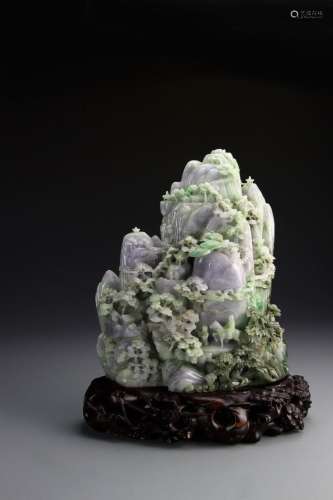 A JADE CARVED LANDSCAPE MOUNTAIN ORNAMENT