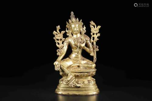 A GILT-BRONZE FIGURE OF TARA