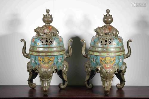 A PAIR OF CLOISONNE INCENSE BURNNER