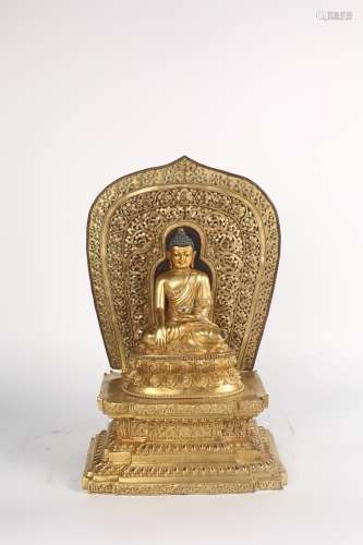 A GILT-BRONZE FIGURE OF BUDDHA