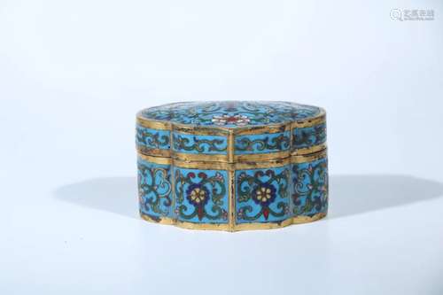 A CLOISONNE `SHOU` BOX , QIANLONG MARK