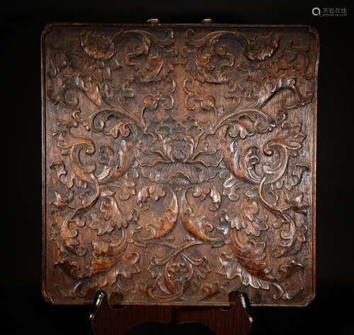 A CARVED HUANGYANG WOOD HANGING SCREEN