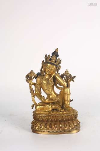 A GILT-BRONZE FIGURE OF TARA