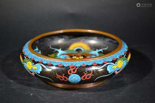 A CLOISONNE ENAMEL DRAGON WASHER