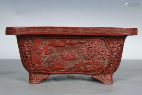 A Carved Cinnabar Lacquer Pot