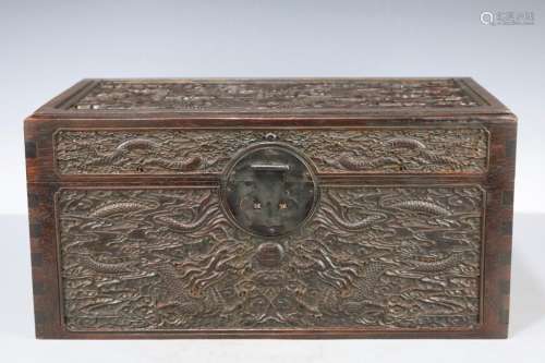 A Carved Rosewood Rectangular Box