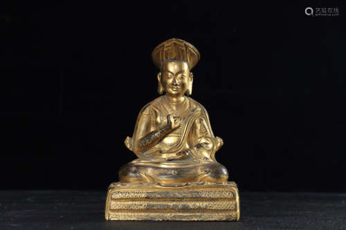 A BUDDHA DESIGN GILT BRONZE FIGURE