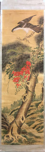 17-19TH CENTURY, UNKNOWN <PINE TREE, SPRING & EAGLE> PAINTING, QING DYNASTY