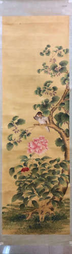 17-19TH CENTURY, UNKNOWN <PEONY & BIRD> PAINTING, QING DYNASTY