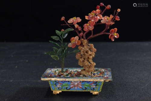 A CLOISONNE BONSAI