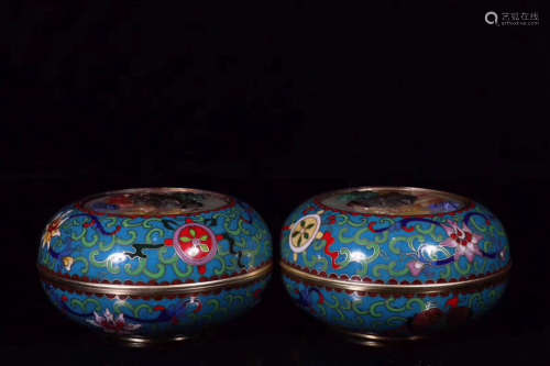 17-19TH CENTURY, A TREASURES INLAY CLOISONNE BOXES, QING DYNASTY