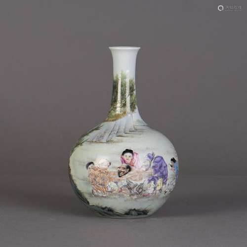 A FAMILLE ROSE 'FIGURAL' VASE