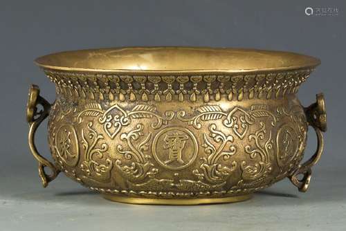 A GILT BRONZE POT