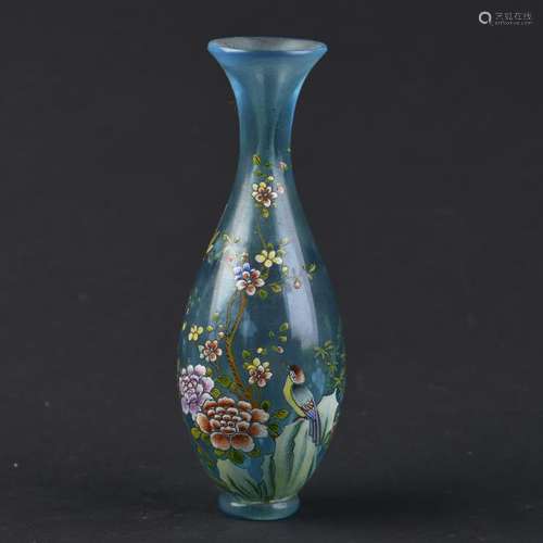 A 'BIRD AND FLOWER' BOTTLE VASE