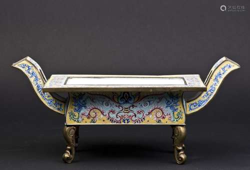 A CLOISONNE ENAMELLED SQUARE CENSER, QING DYNASTY