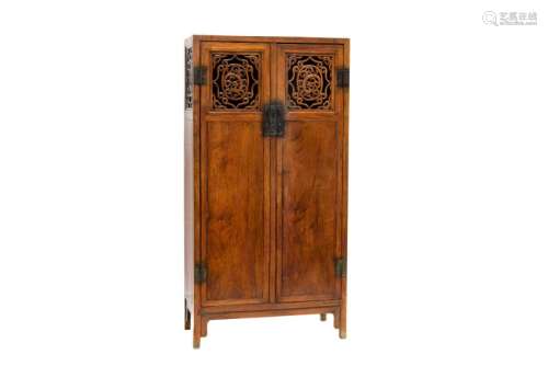 A HUANGHUALI SQUARE-CORNER TWO DOOR CABINET (Y)