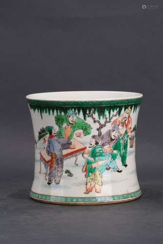 A FAMILLE ROSE PORCELAIN BRUSH POT