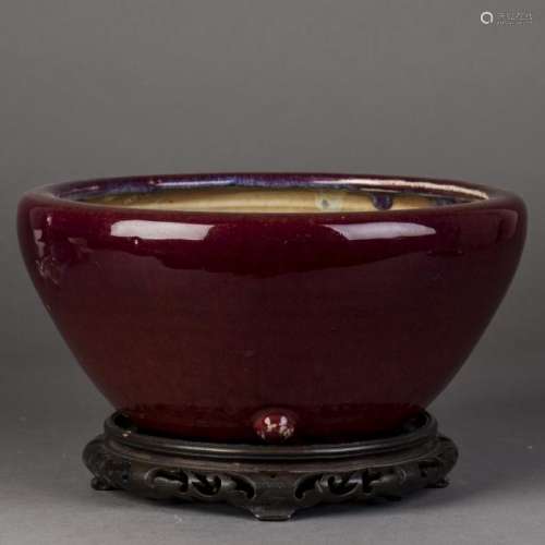 A CHINESE COPPER RED GLAZED WATERPOT