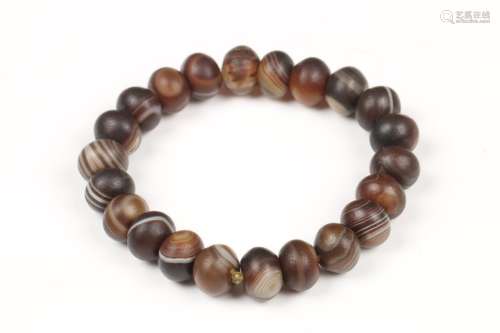 BANDED AGATE STONE BEAD BRACELET