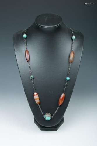 TURQUOISE AND AMBER NECKLACE