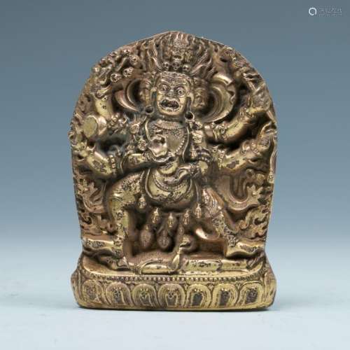 GILT-BRONZE MAHAKALA TSHA TSHA, QING