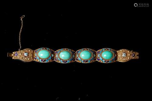 TURQUOISE AND ENAMELING BLUE BRACELET