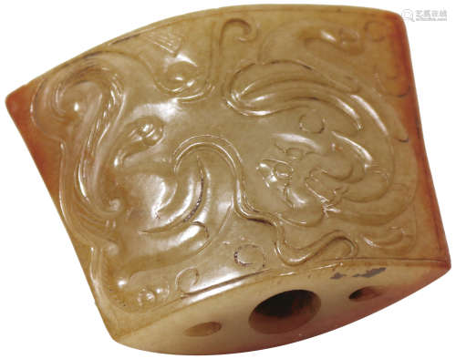 Shang Dynasty (1600 - 1046BC) 白玉紅沁劍式器