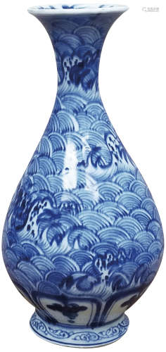 青花海紋瓶