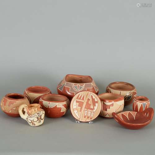 10 Native American Southwestern Redware Pots