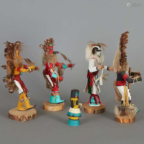 Group of 5 Kachinas Hopi Harry L. Bitsuie