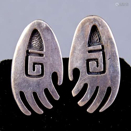 5 Pair Native American Sterling Earrings Hopi Northwest Coast Haida