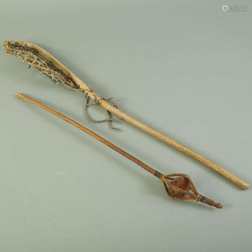 Native American Lacrosse Stick and Game Piece Ojibwe Iriquois