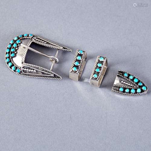 3 Navajo & Zuni Silver Belt Buckles Arts & Crafts Guild Eleanor Weeks