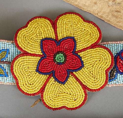 4 Native American Beadwork Belts/Headbands Ojibwe Oglala Sioux