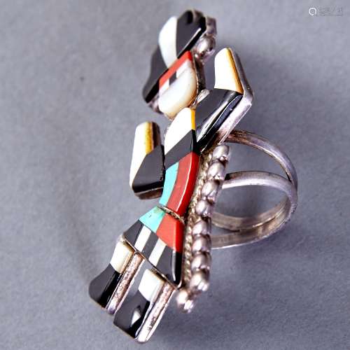 Grp: 4 Zuni Stone Inlay Rings Quandelacy Madeline Beyuka Gary Paulinis Vacit