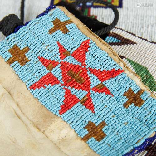 3 Native American Beaded Pouches Early 20th c.