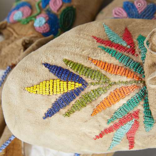 5 Pairs Early 20th c. Beaded Moccasins