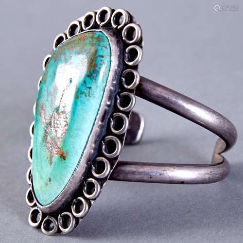 Navajo Sterling and Turquoise Bracelet c. 1950s-1960s