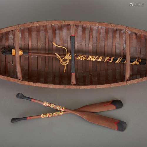 Group of 2 Miniature Canoes Ojibwe Ho-Chunk
