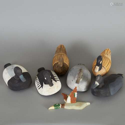 Group of 7 Ojibwe Wooden Ducks