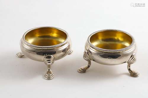 A pair of george ii squat circular salts